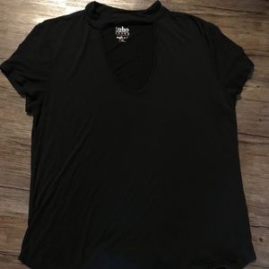 Soft Black Tee with Choker Neck